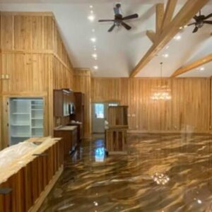 metallic epoxy flooring kitchen
