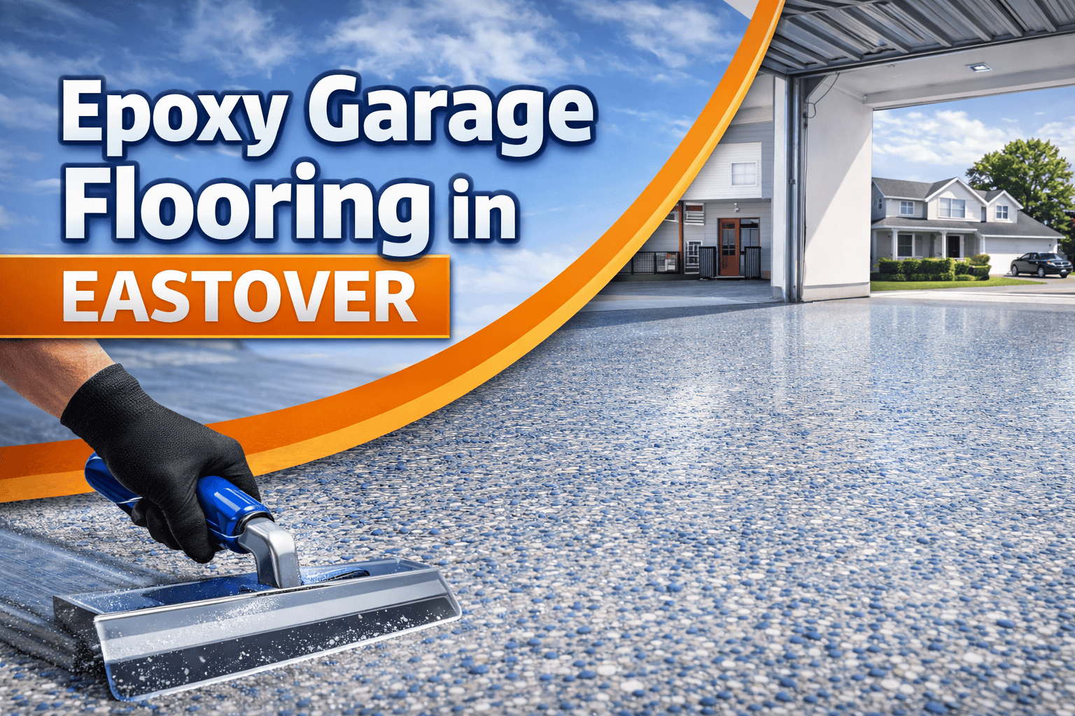 Polished epoxy garage floor with concrete coating in Eastover NC.